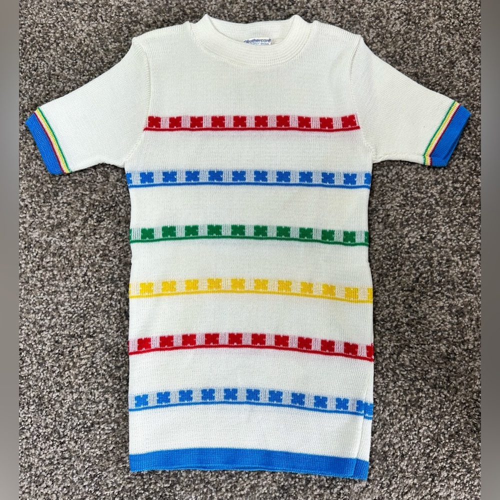 Vintage Mothercare Made in GB Colorful Striped Kids Shirt Size 130-140 Retro